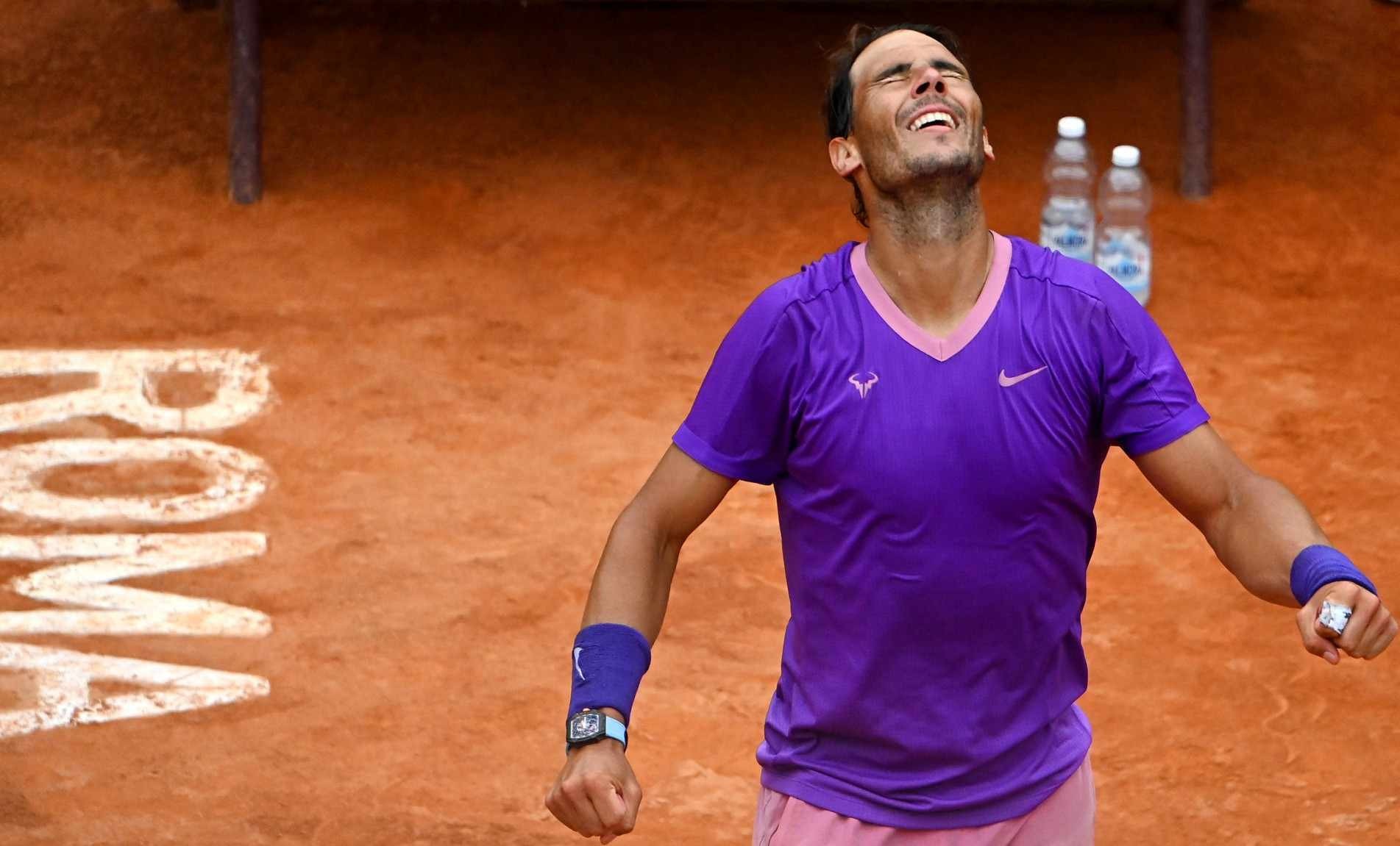 Nadal comemora vitória em cima do alemão Zverev, em Roma