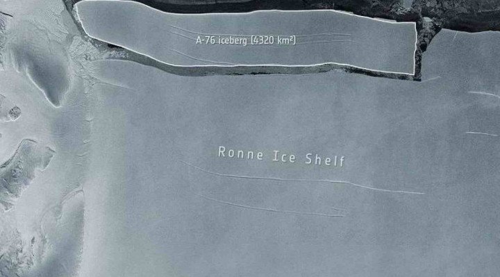 Bloco de gelo tem cerca de 175 km de comprimento por 25 km de largura