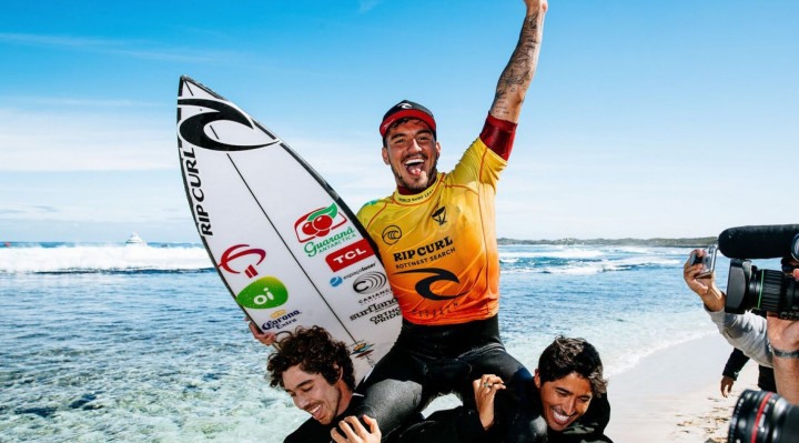 ROTTNEST ISLAND, AUS - MAY 25: Two-time WSL Champion Gabriel Medina of Brazil surfing in Semifinal 2 of the Rip Curl Rottnest Search presented by Corona on MAY 25, 2021 in Rottnest Island, WA, Australia.                                                                                                                                                                                                                                                