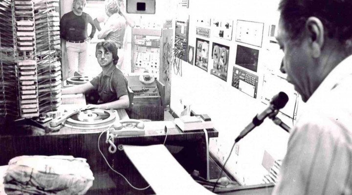 Estúdio da Rádio Clube, em 1983.