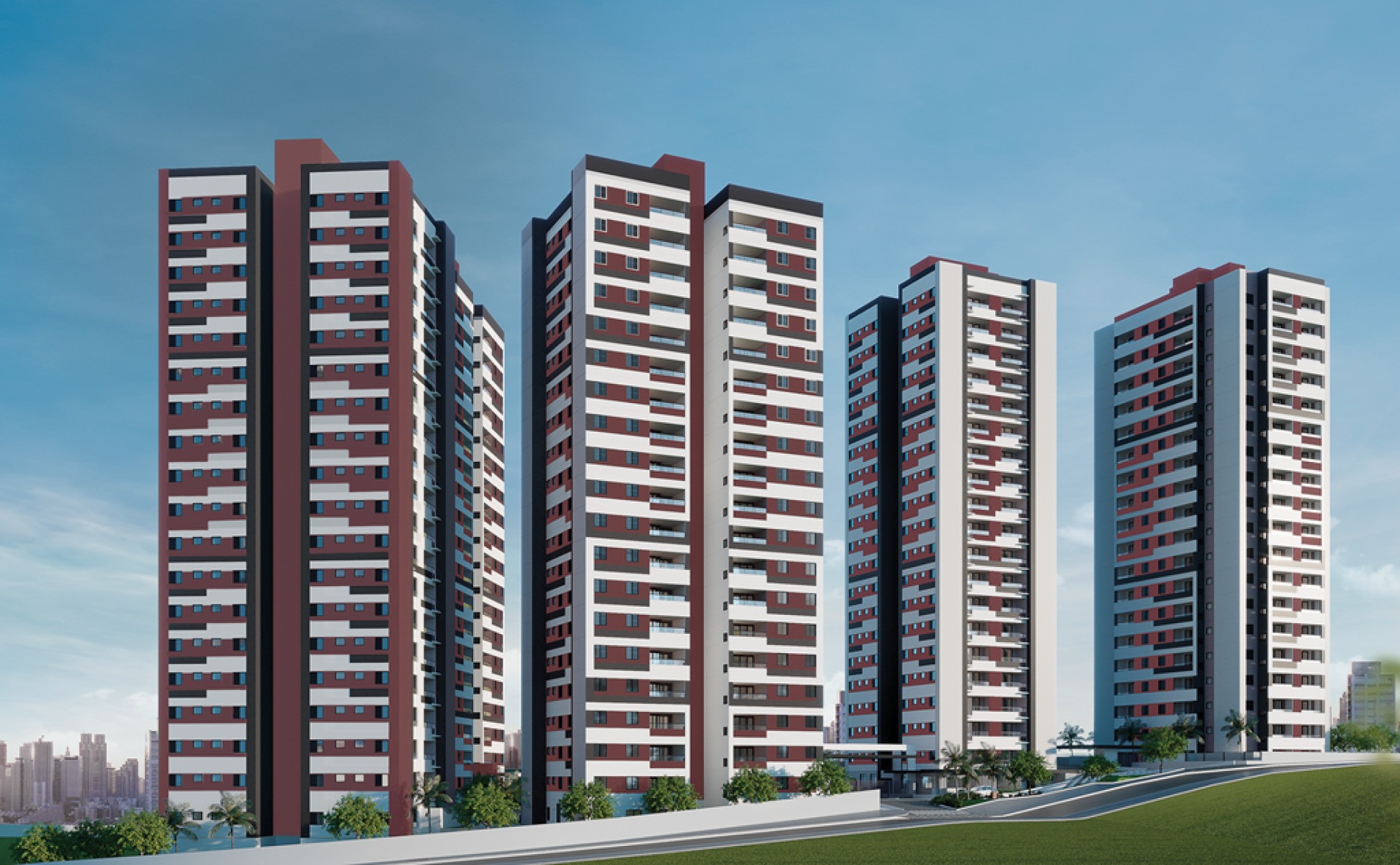 O empreendimento será composto por dois condomínios: Vale Verde I, constituído por duas torres; e Vale Verde II, com três torres