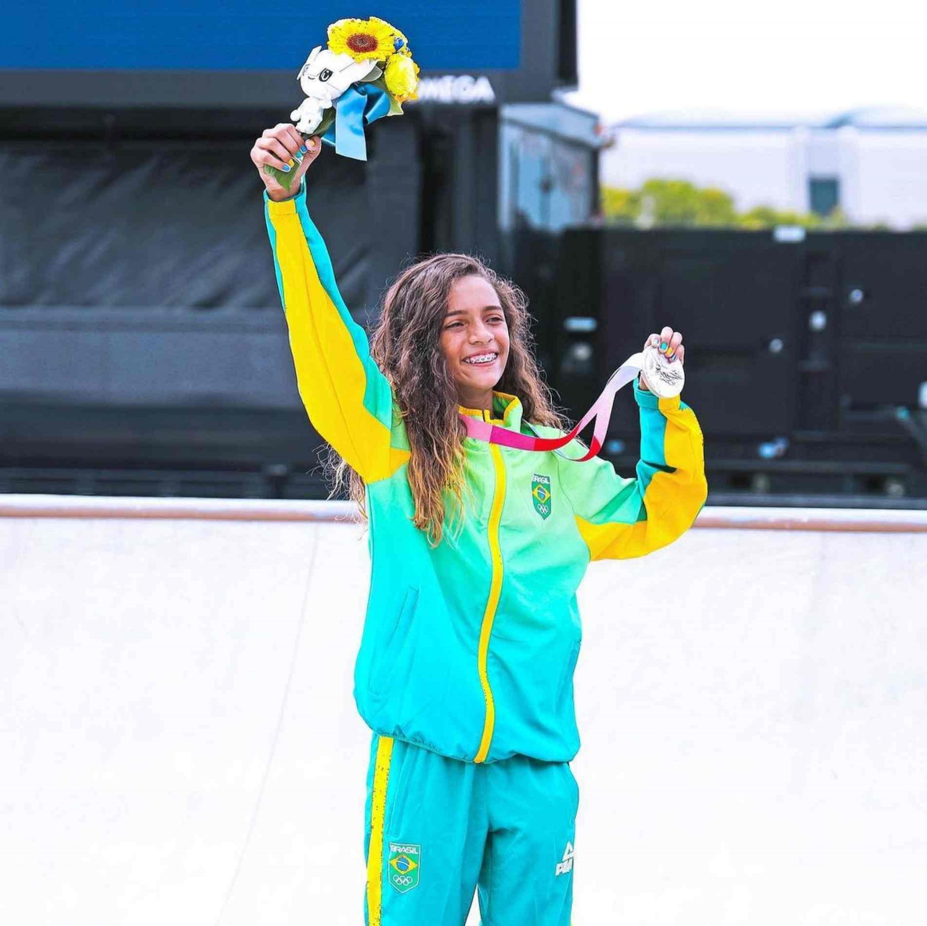 Rayssa Leal, medalha de prata nos Jogos Olímpicos.