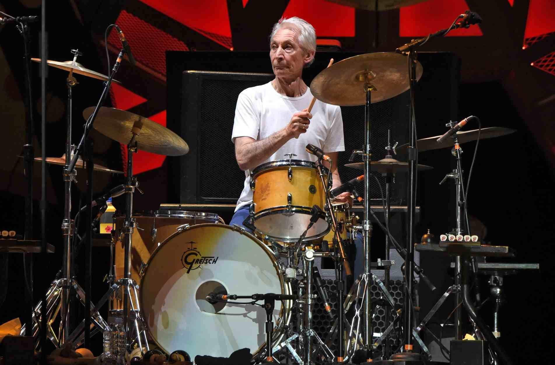 O baterista Charlie Watts, durante apresentação da turnê 