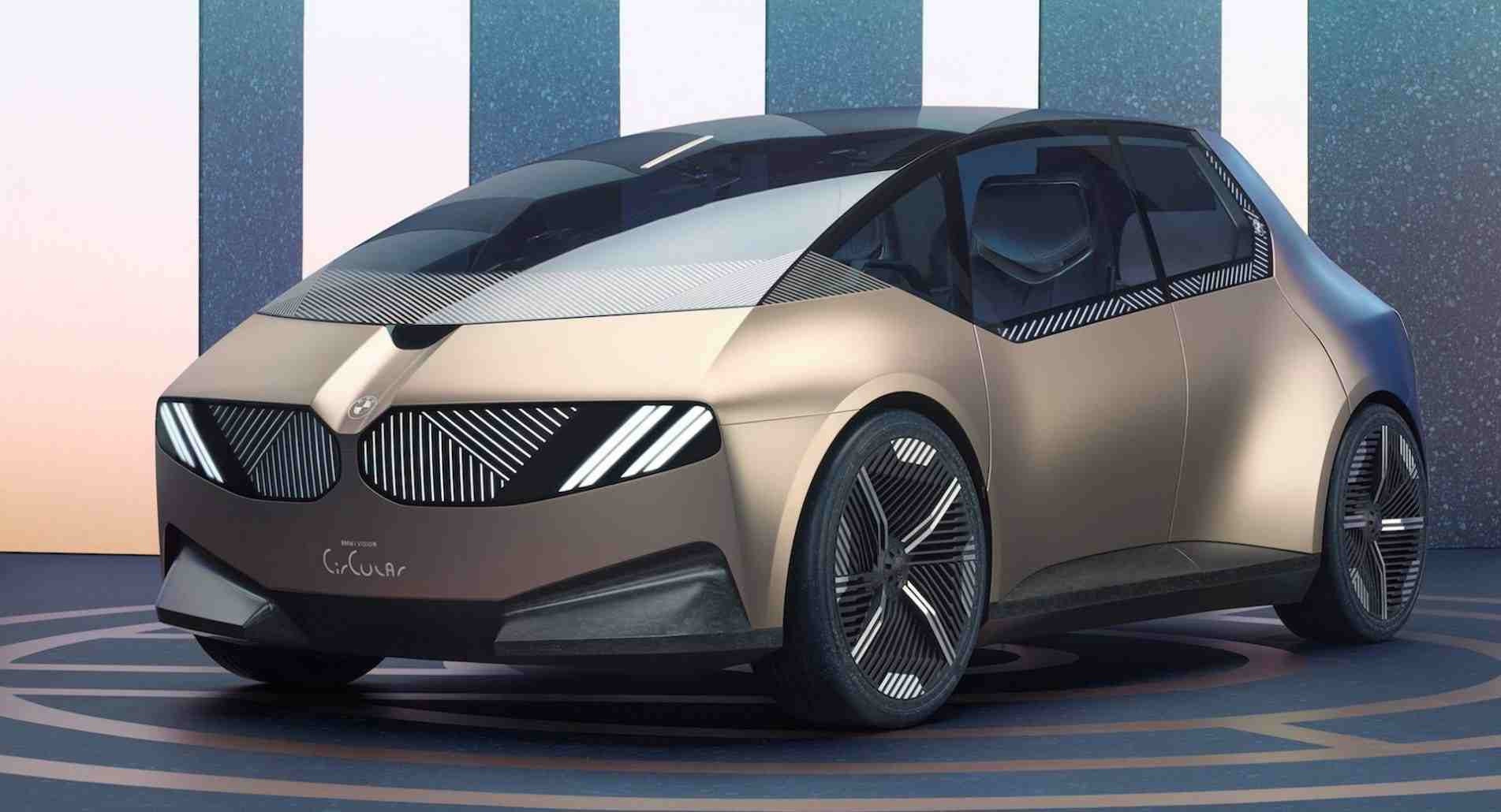 O avançado conceito do i Vision Circular, da BMW, previsto para 2040, aplica matérias-primas recicláveis.