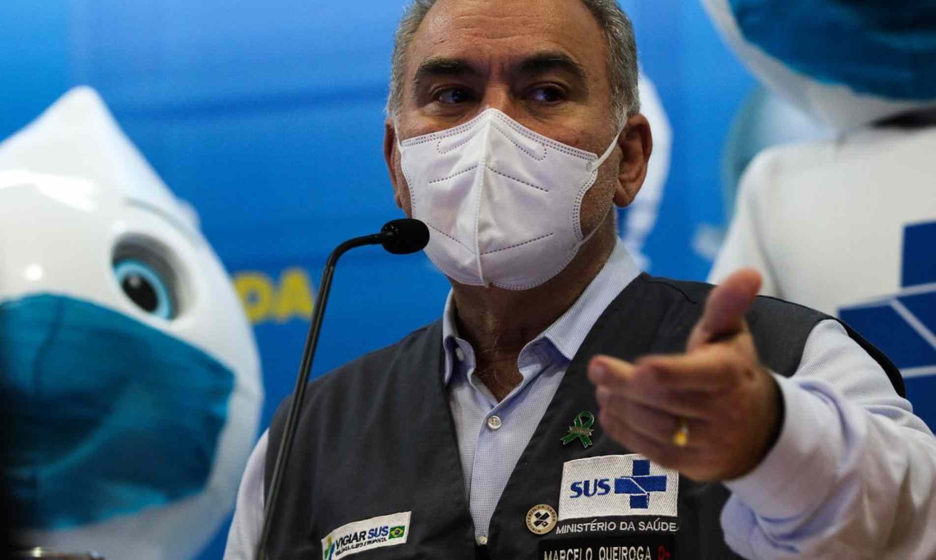 O ministro da Saúde, Marcelo Queiroga, em explanação sobre a vacinação