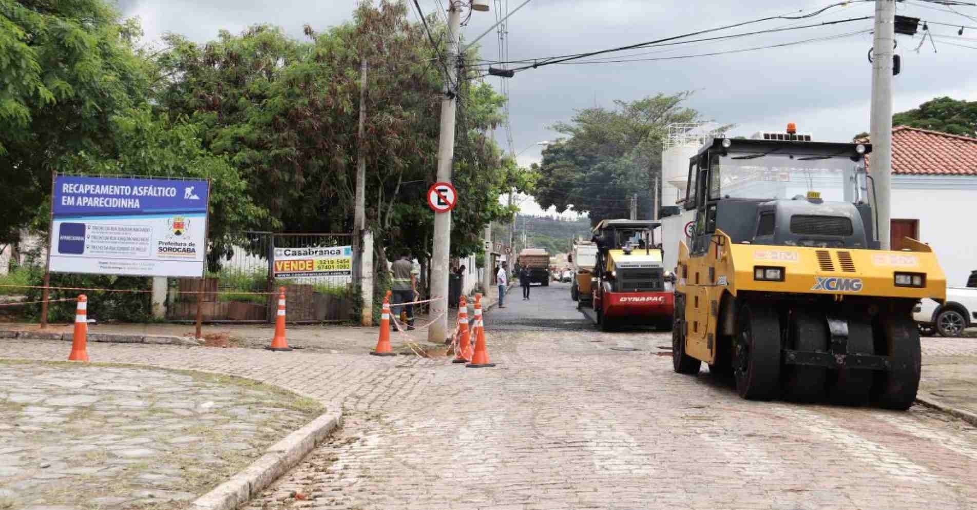 Prefeitura de Sorocaba inicia obras de recapeamento asfáltico em Aparecidinha.