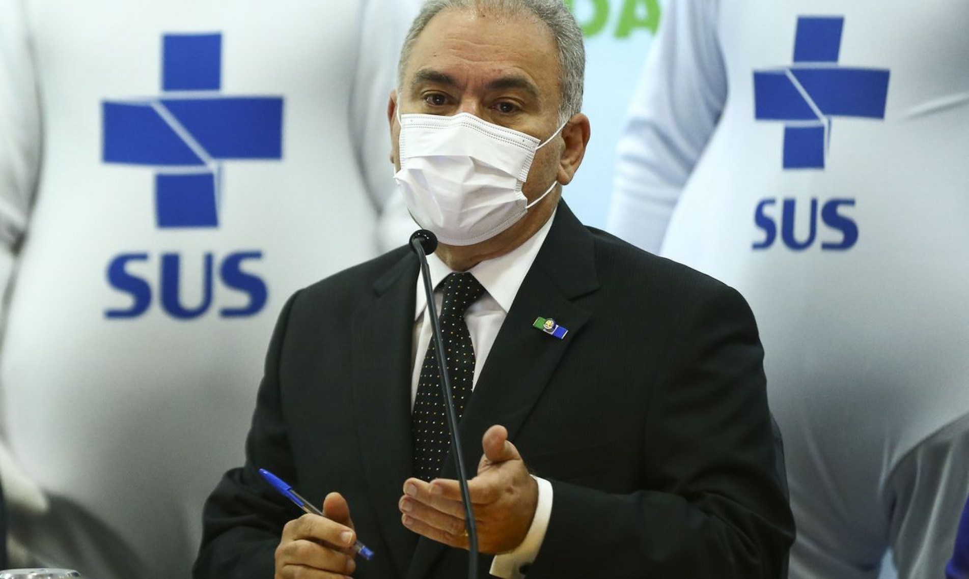  O ministro da Sa..de, Marcelo Queiroga, durante o lan..amento da campanha Mega Vacina....o.
    