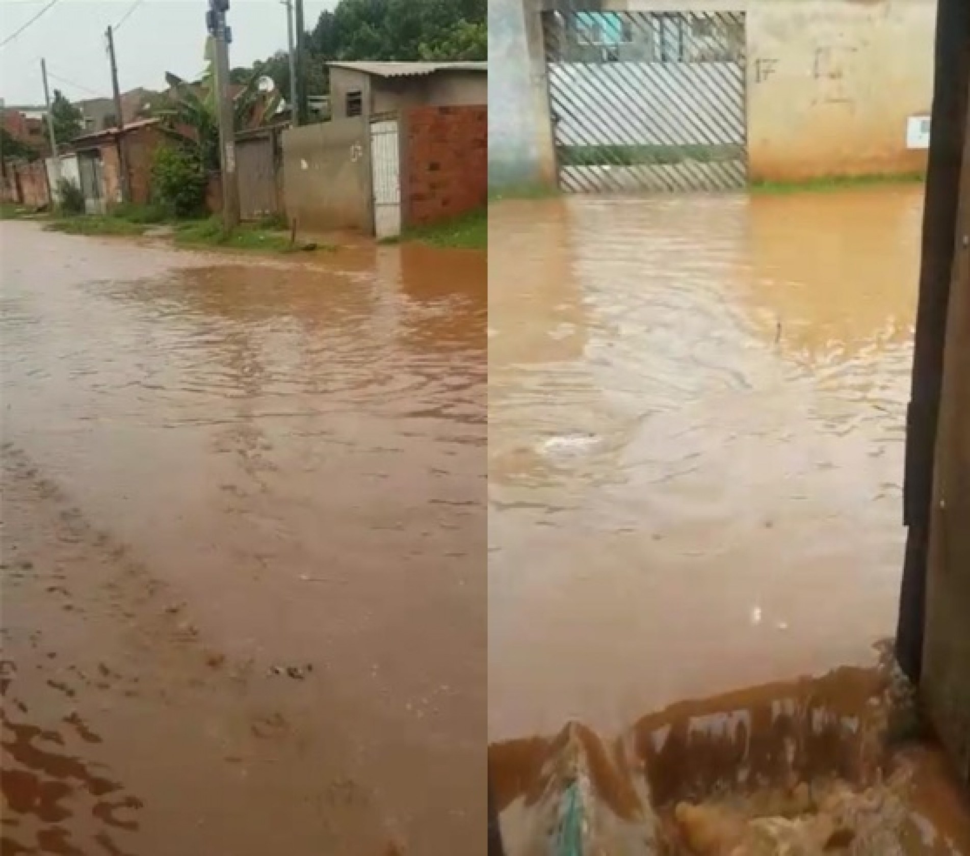 Moradores filmaram a rua alagada após as chuvas que atingiram a região na última segunda-feira (31)