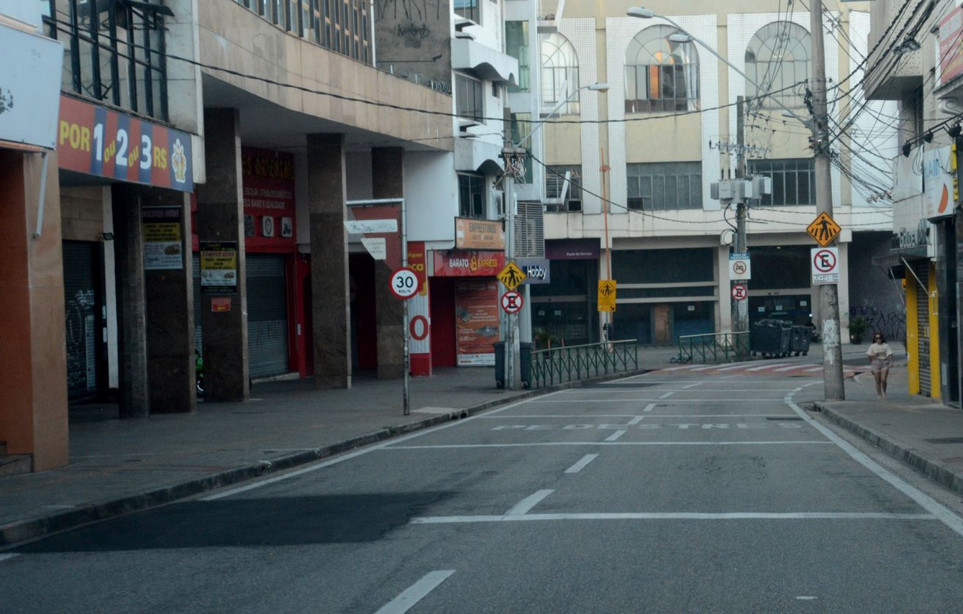 Rua São Bento, no Centro de Sorocaba no início do isolamento social.
