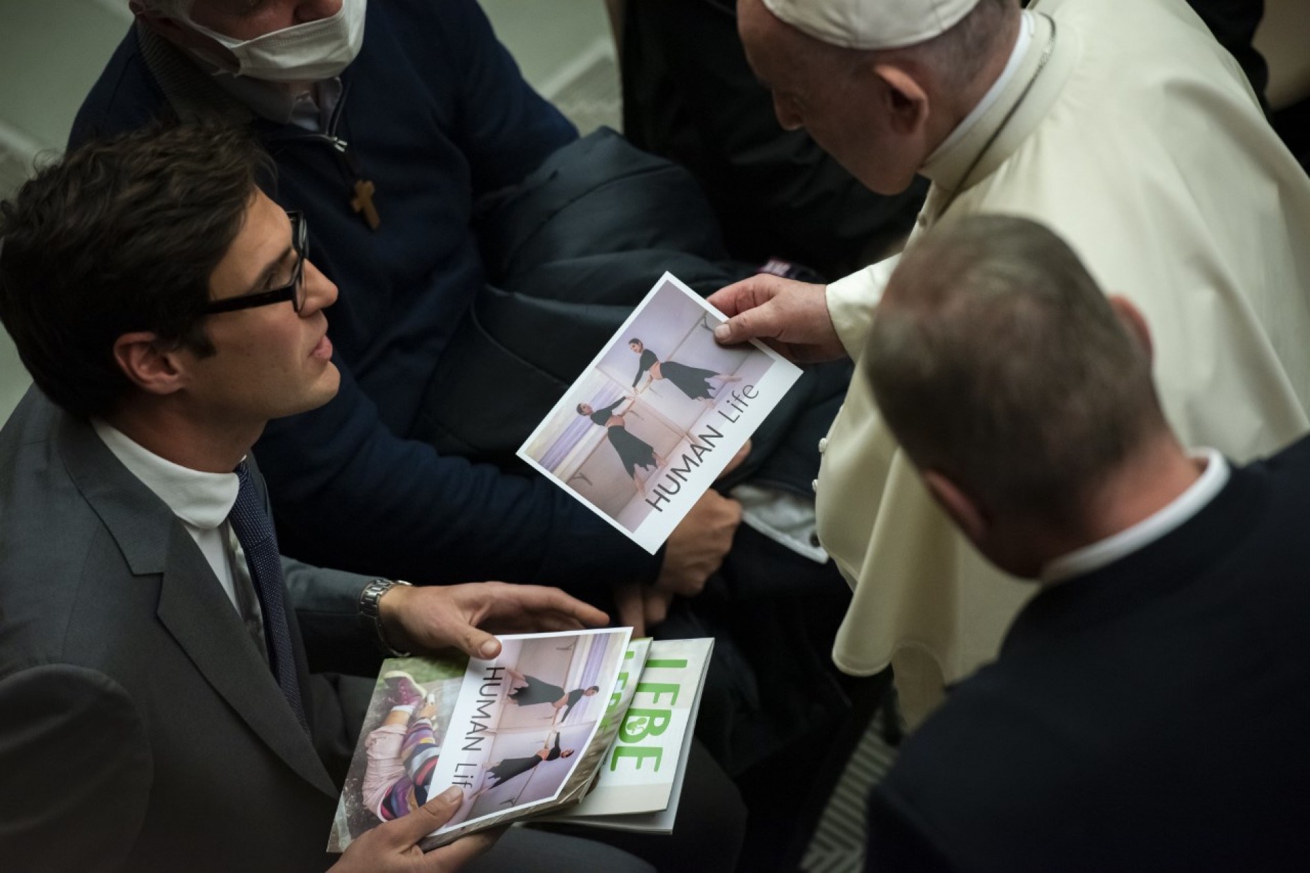 Cineasta sorocabano durante encontro com o Papa Francisco, no Vaticano.