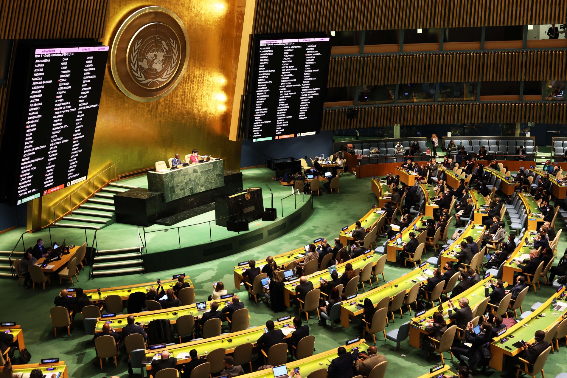 A ONU decidiu ontem suspender a Rússia do CDH.