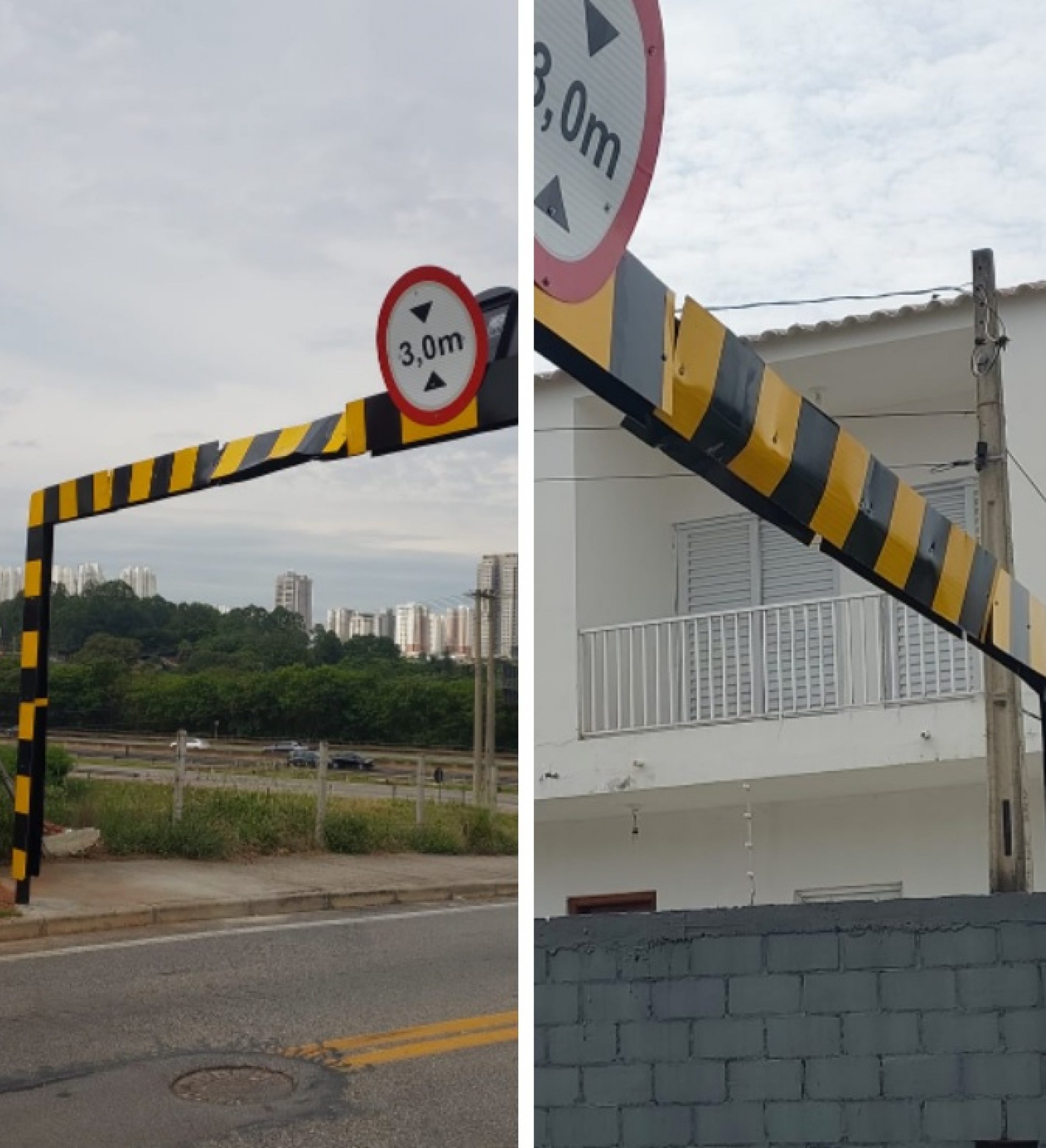 Motoristas de ônibus e caminhões não estão respeitando o limitador de altura instalado no Jardim São Carlos, zona oeste de Sorocaba 