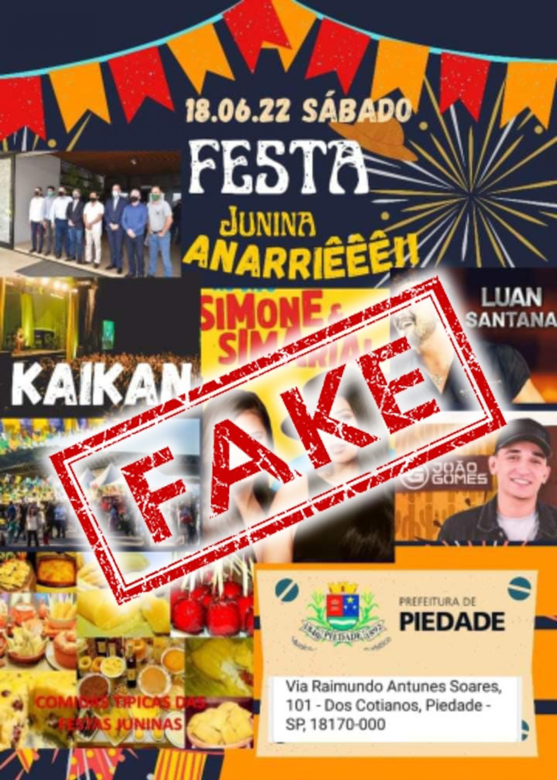 Falsa divulgação de Festa Junina circula pela internet

