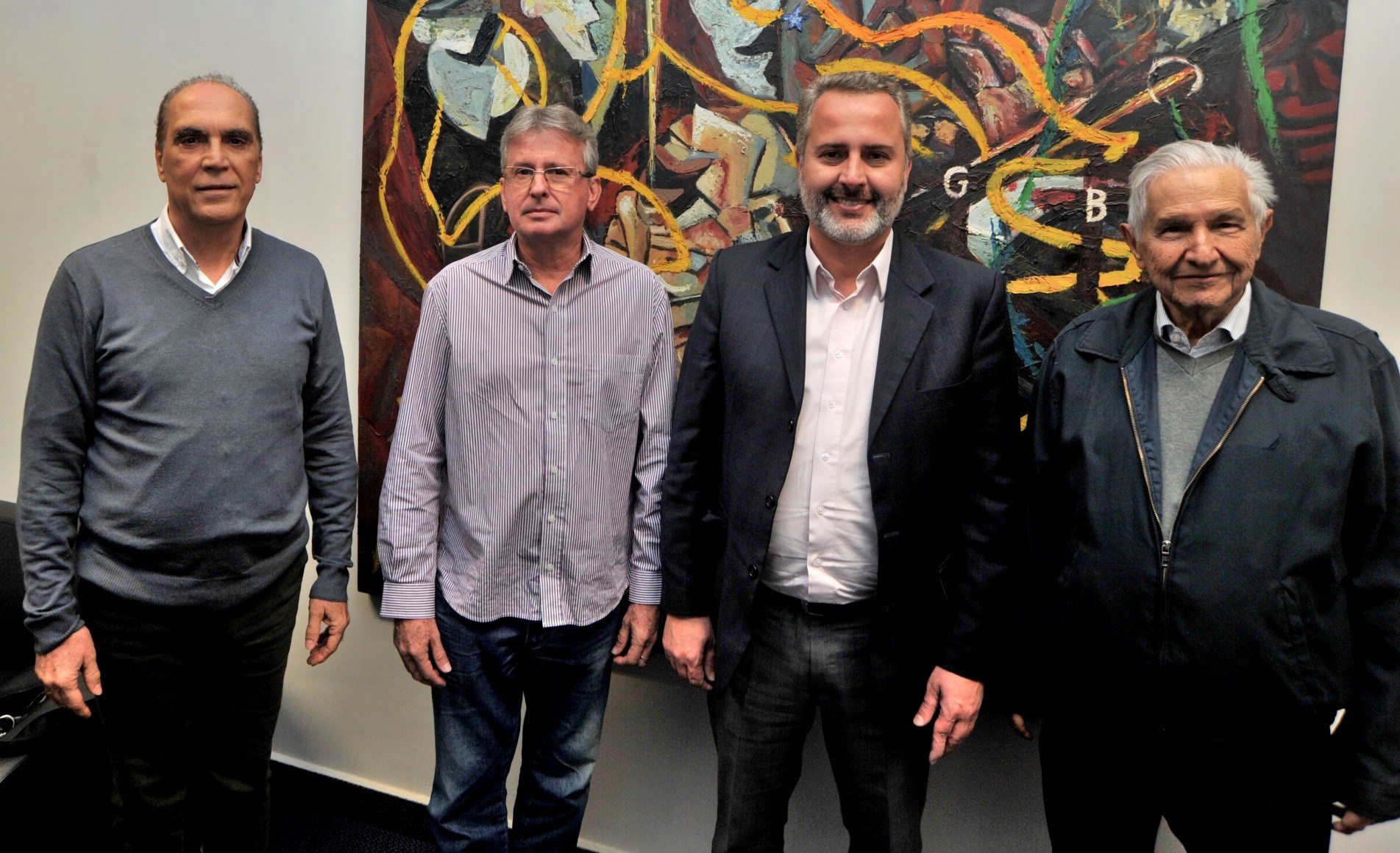 José Feliciano Delfino Filho, Hélio Sola Aro, Gustavo Ribeiro Neves e Laelso Rodrigues durante visita à FUA.
