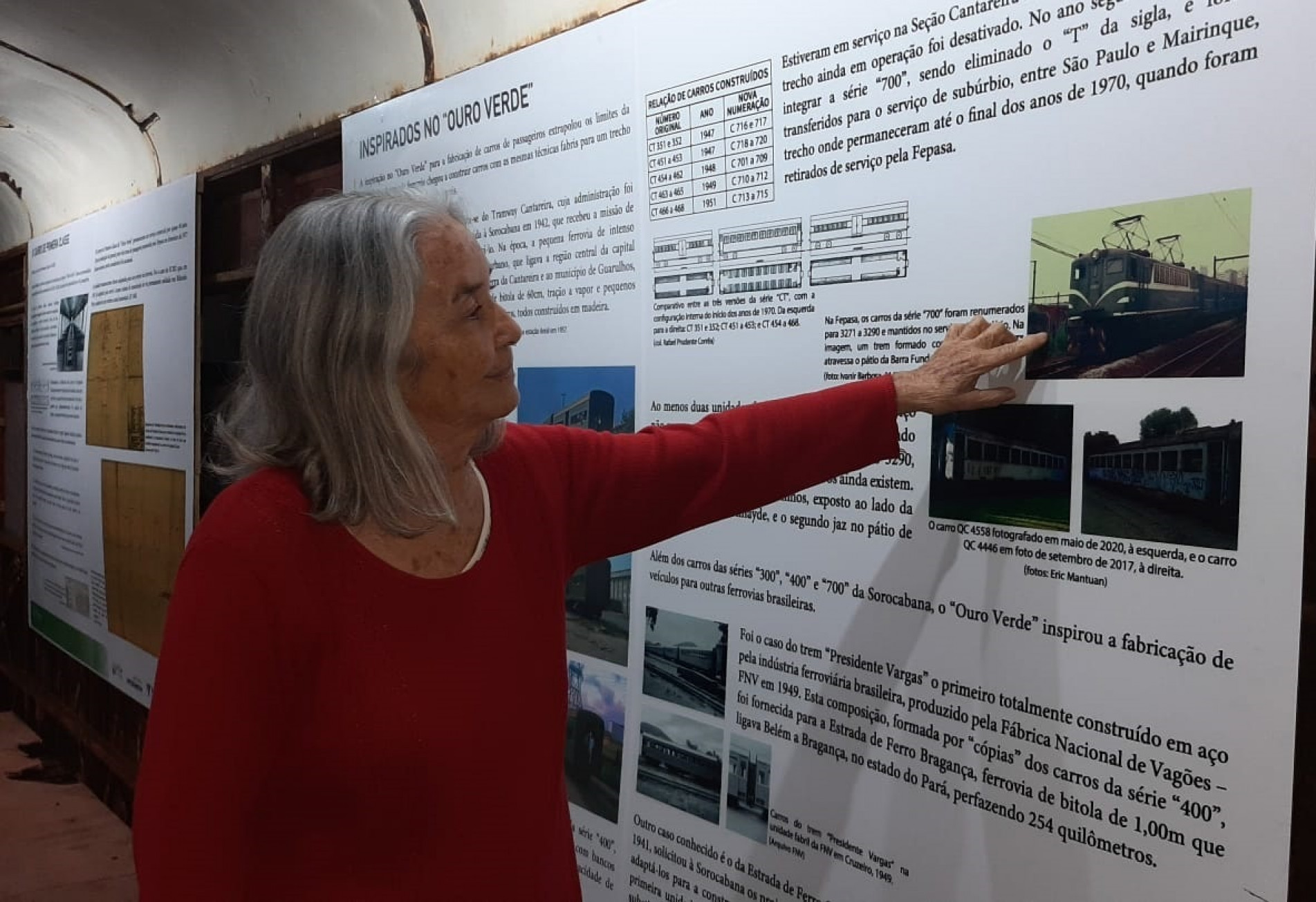 Maria Aparecida lembra das viagens de trem que fez durante a infância.