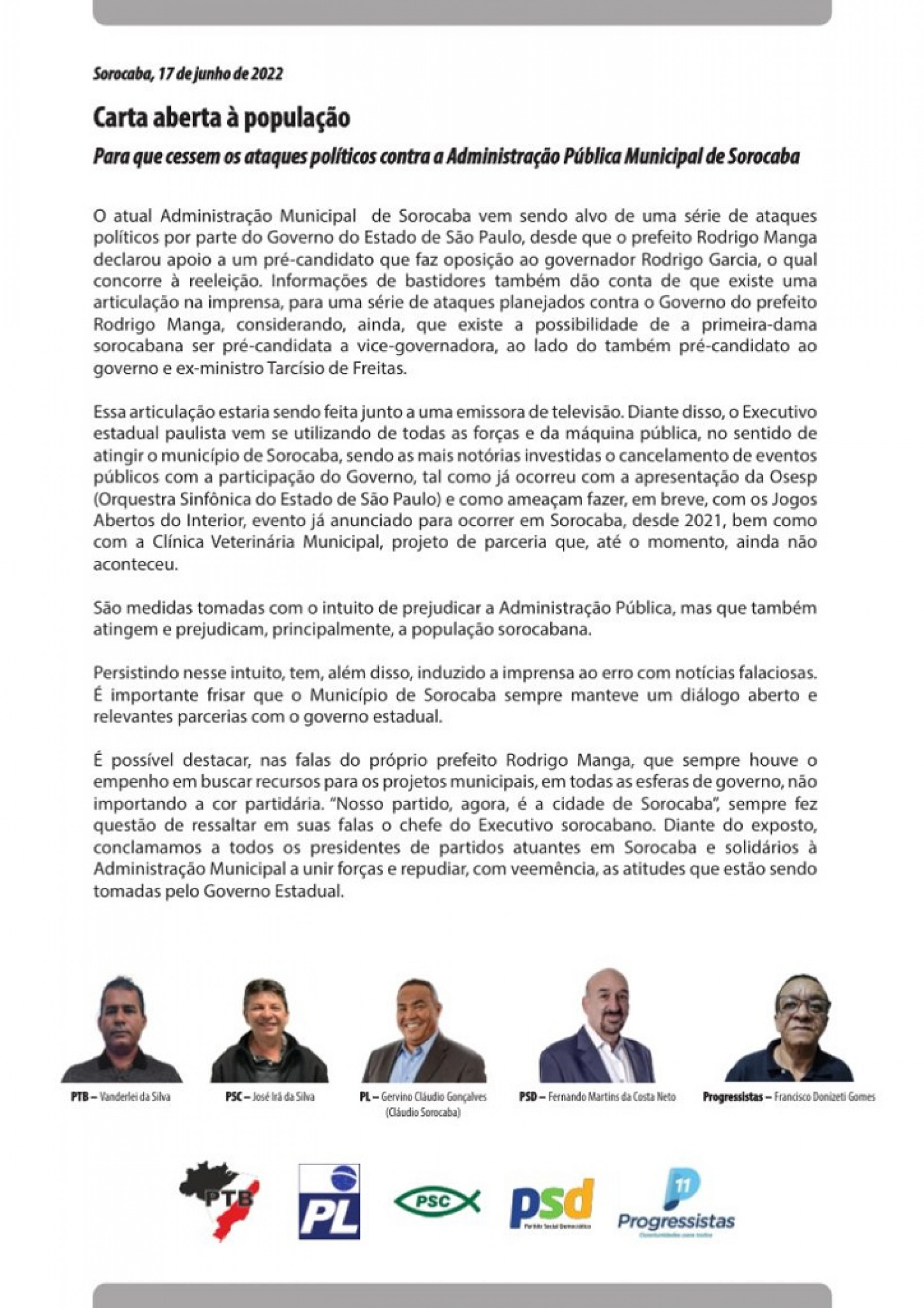 Carta aberta à população