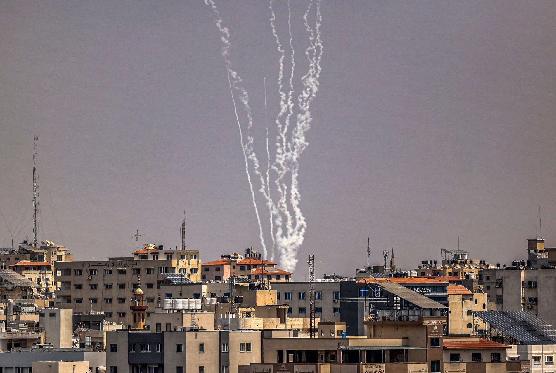  Rockets are fired from Gaza City on August 6, 2022 in the aftermath of Israeli aerial bombardment. Israel hit Gaza with air strikes and the Palestinian Islamic Jihad militant group retaliated with a barrage of rocket fire, in the territory's worst escalation of violence since a war last year. Israel has said it was forced to launch a 
