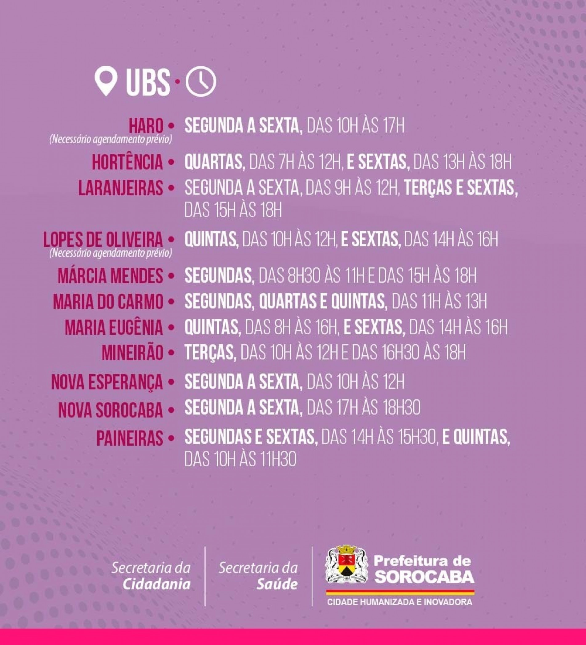 Confira horário de pesagens nas UBSs