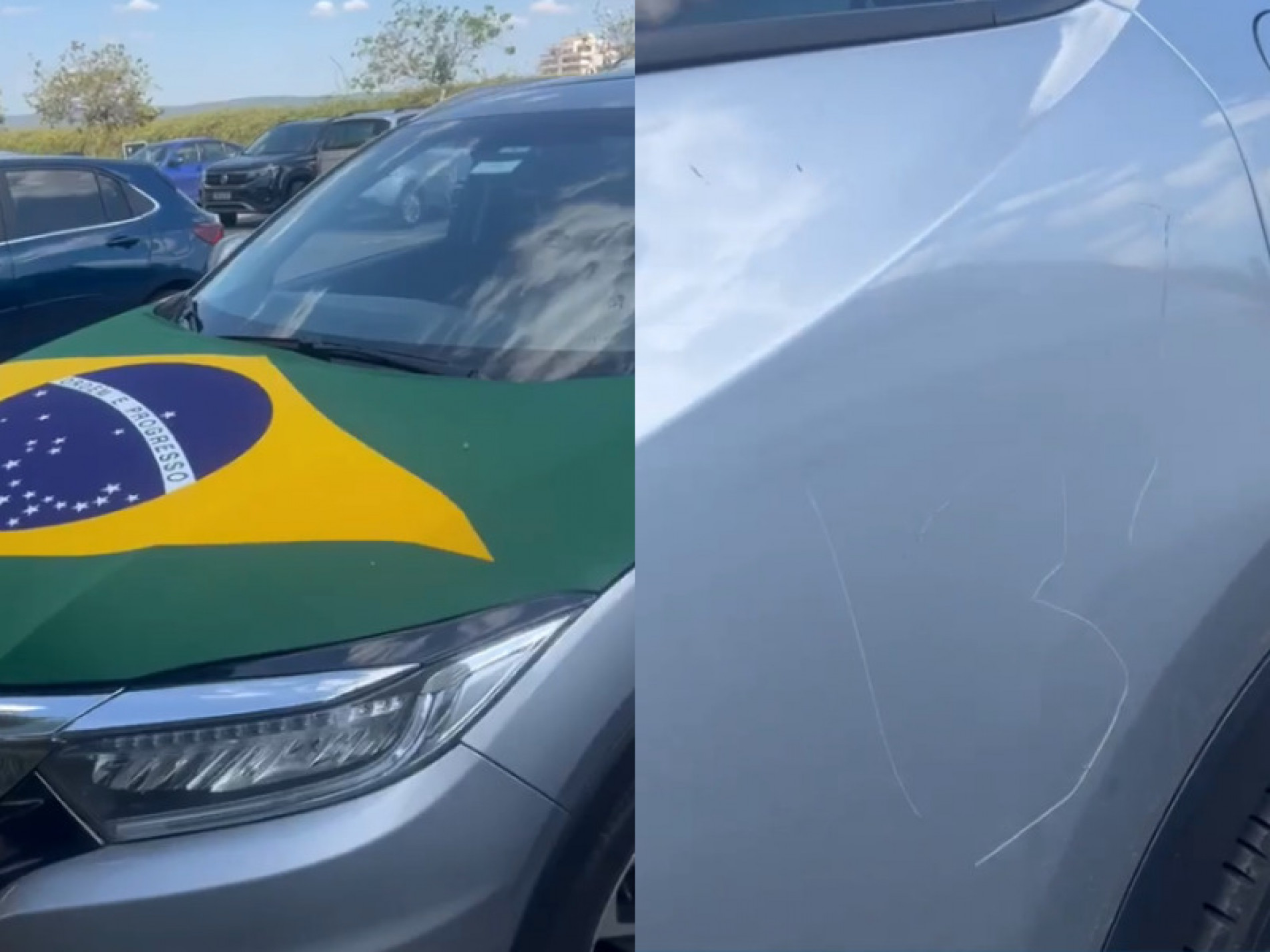 Moradora de Sorocaba tem carro riscado por exibir bandeira do Brasil