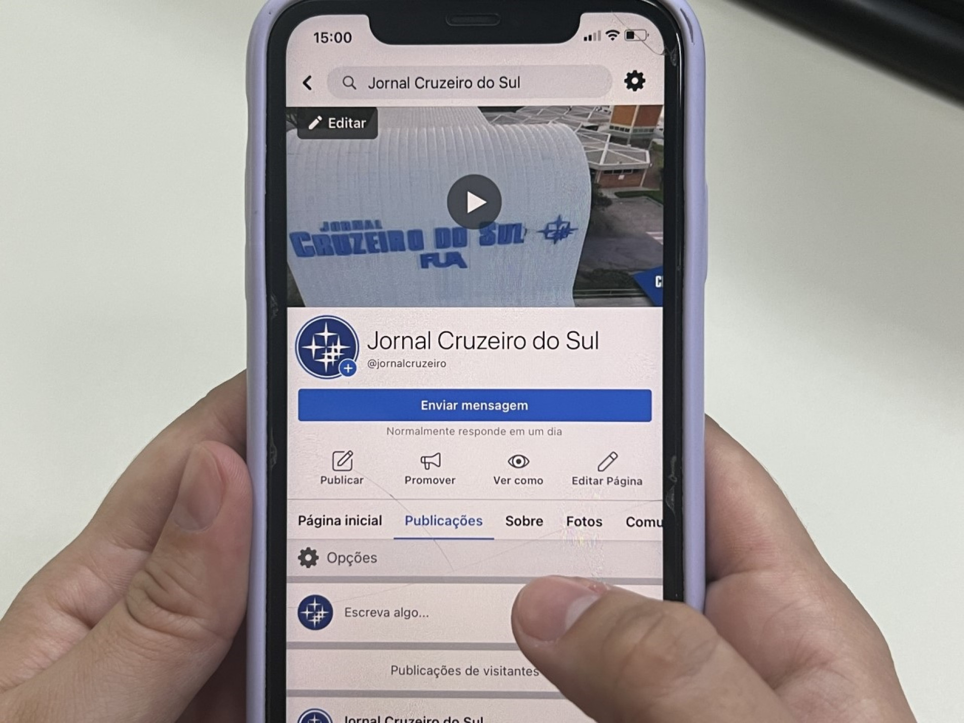 Página oficial do jornal Cruzeiro do Sul no Facebook