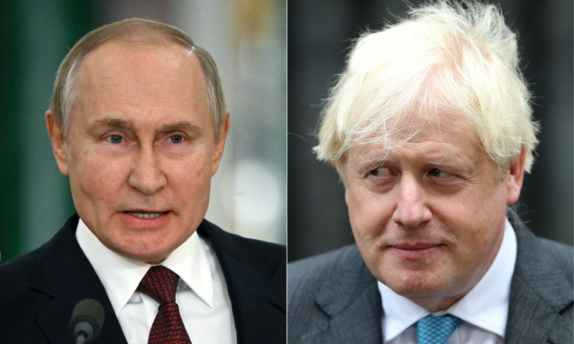 Presidente da Rússia, Vladimir Putin e ex-primeiro-ministro britânico Boris Johnson