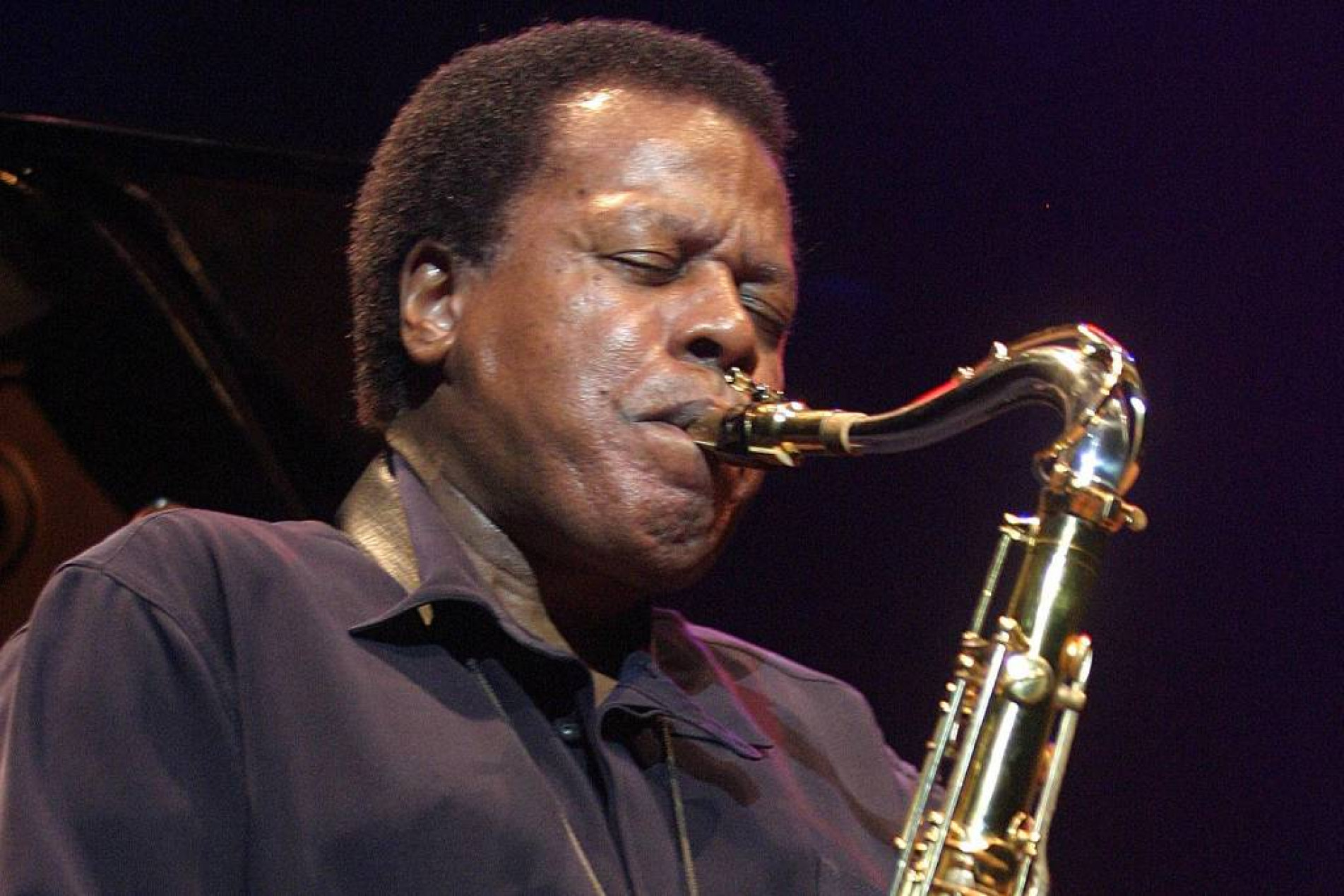O saxofonista Wayne Shorter em show no auditório do Ibirapuera em 2005
