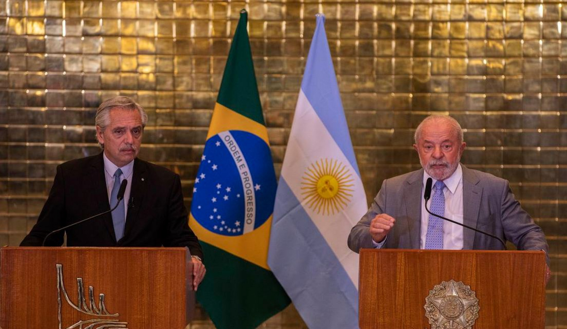 Alberto Fernández, presidente da Argentina, e Luiz Inácio Lula da Silva, presidente do Brasil 