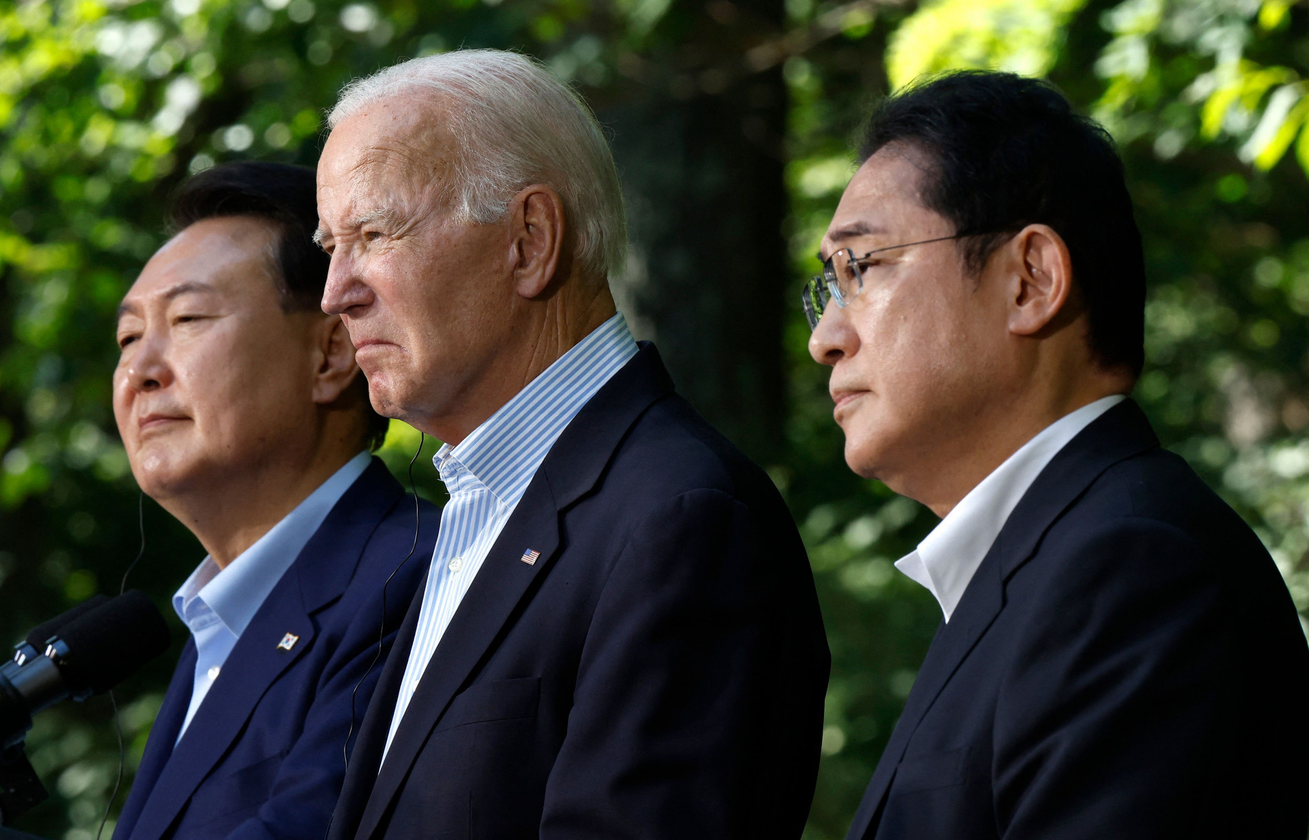 Yoon Suk Yeol, Joe Biden e Kishida Fumio em Camp David