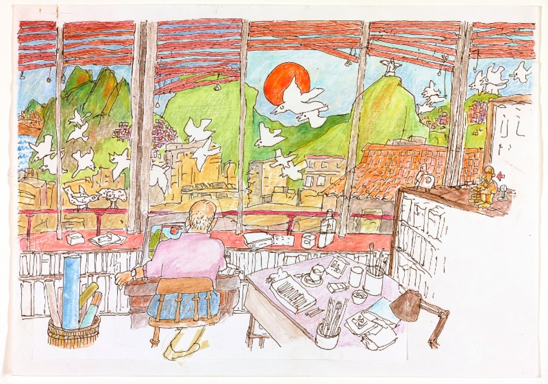 Desenho de Millôr feito em 1973 hoje é parte do acervo do Instituto Moreira Sales