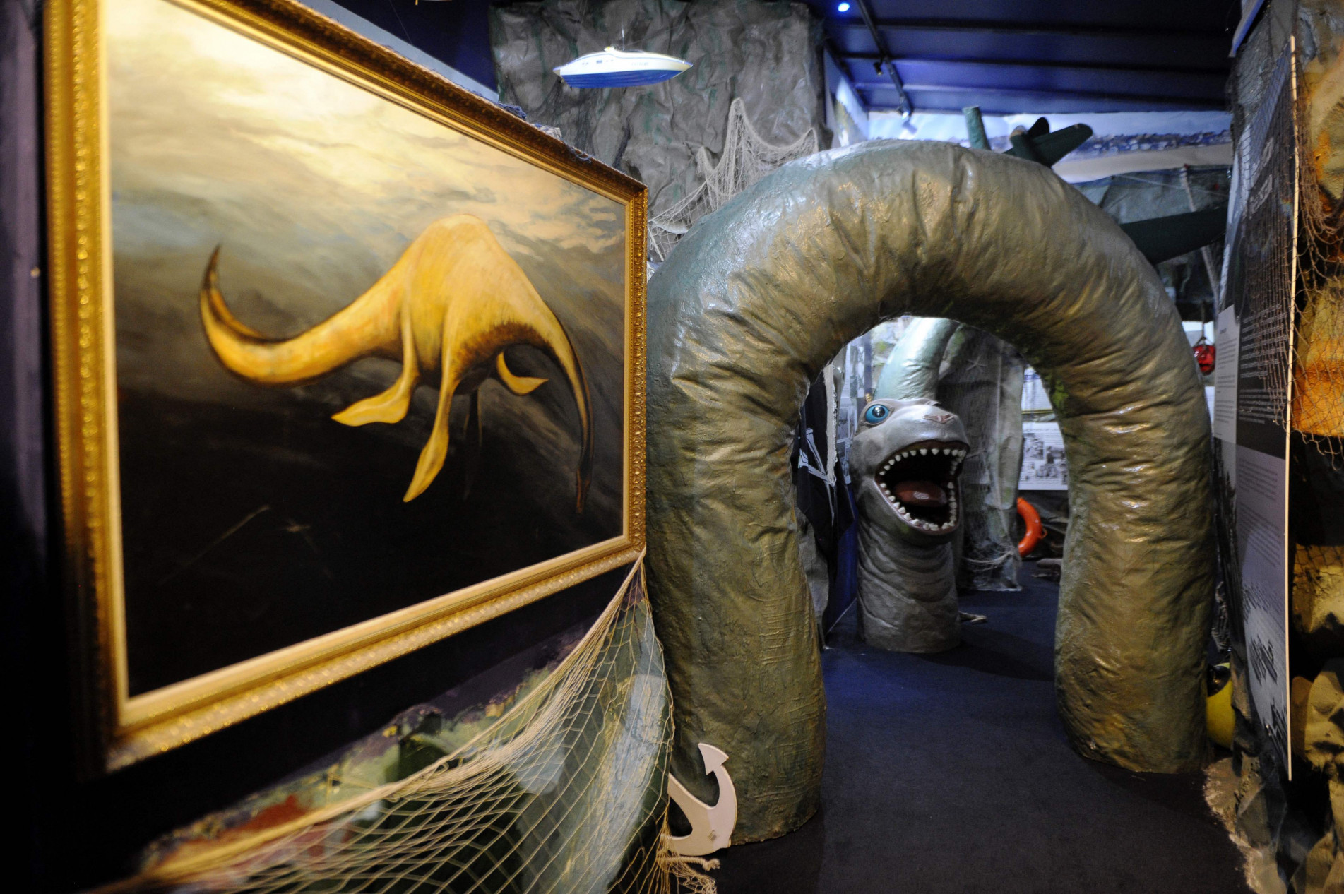 Imagem exposta no Nessieland, em Drumnadrochit, perto do lago Ness