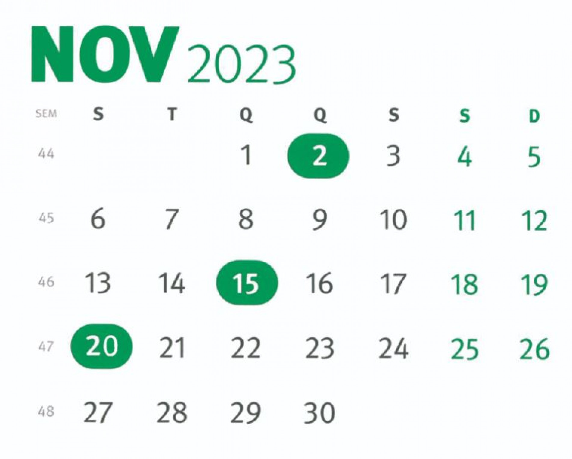 Calendário indica que dois dos feriados poderão ser prolongados