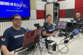 Apresentadores do Jornal da Cruzeiro, Fábio Andrade e Cibelle Freitas, e apresentador do Soft News, Caio César - Rádio Cruzeiro FM 92,3