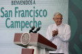 L&oacute;pez Obrador exaltou a rapidez com que a obra foi realizada - MEXICAN PRESIDENCY/AFP