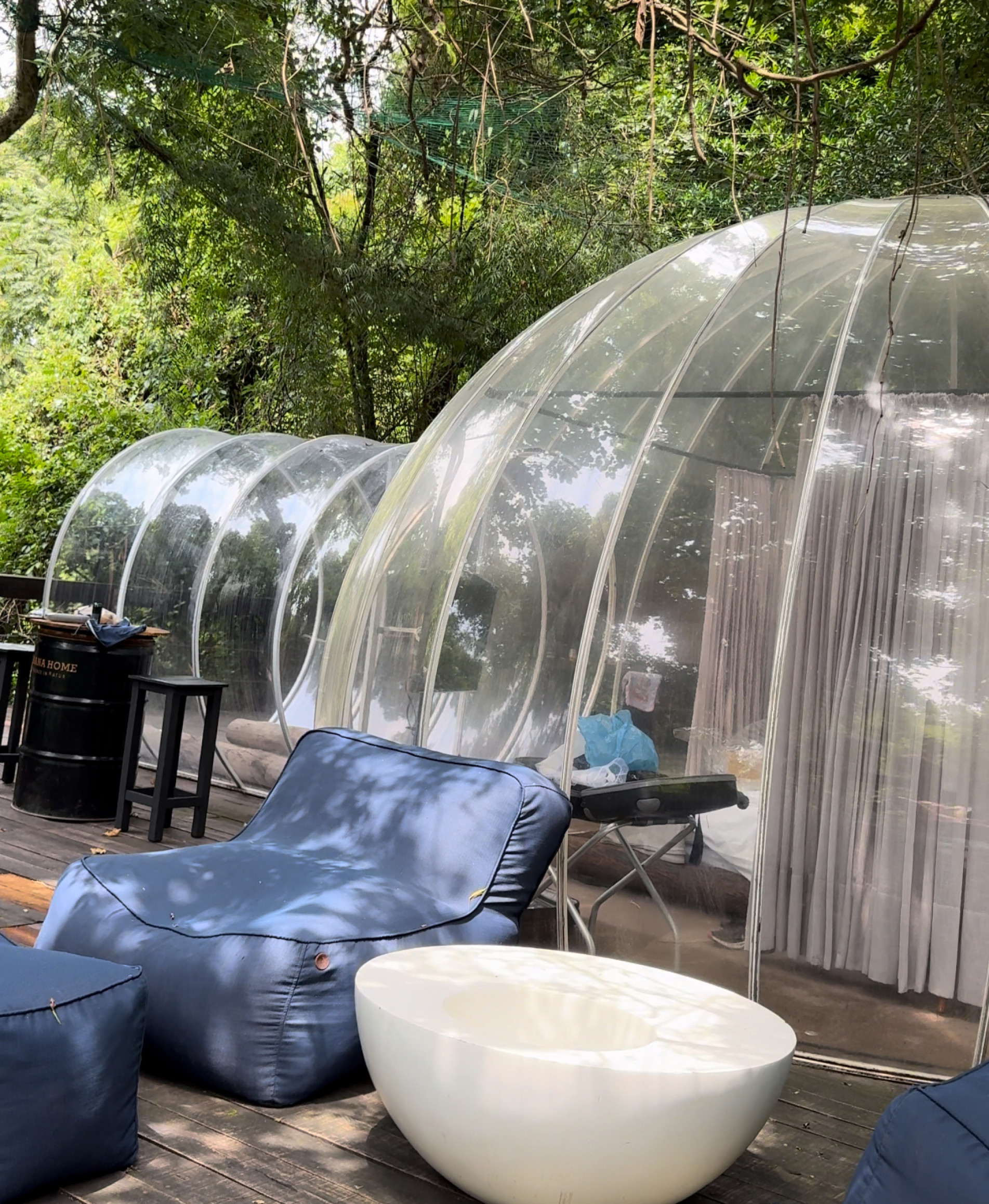 A cabana bolha é uma das atrações do glamping