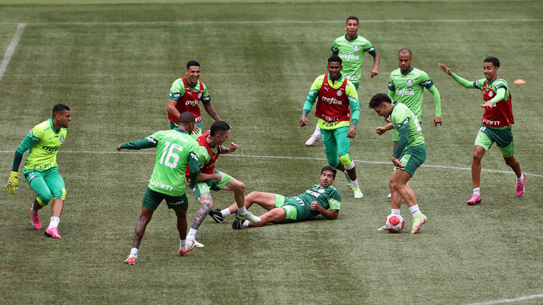 Abel comandou treino no novo gramado artificial no Allianz
