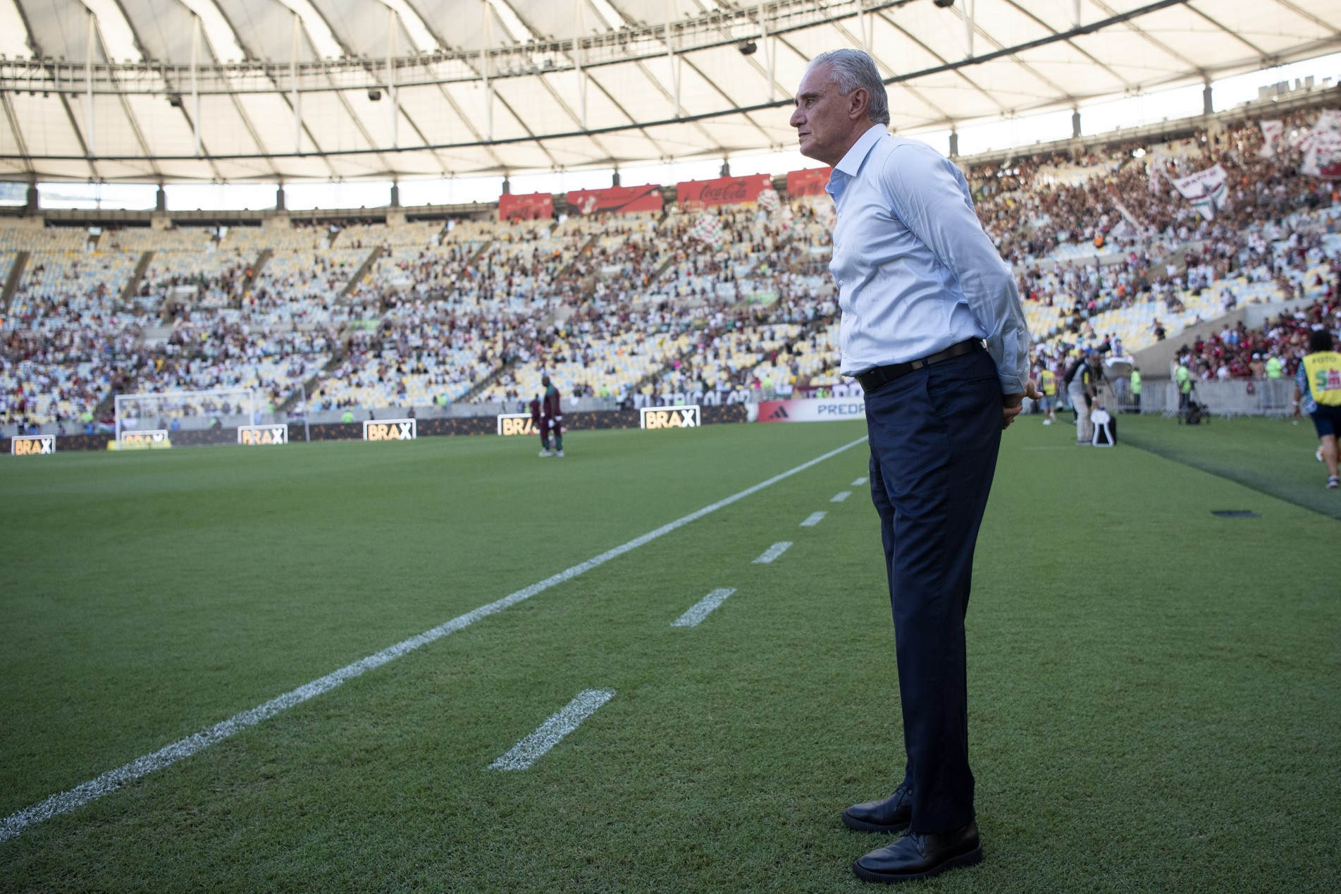 Tite, técnico do Flamengo. Partida entre Flamengo x Fluminense pelo Campeonato Carioca no Maracanã.