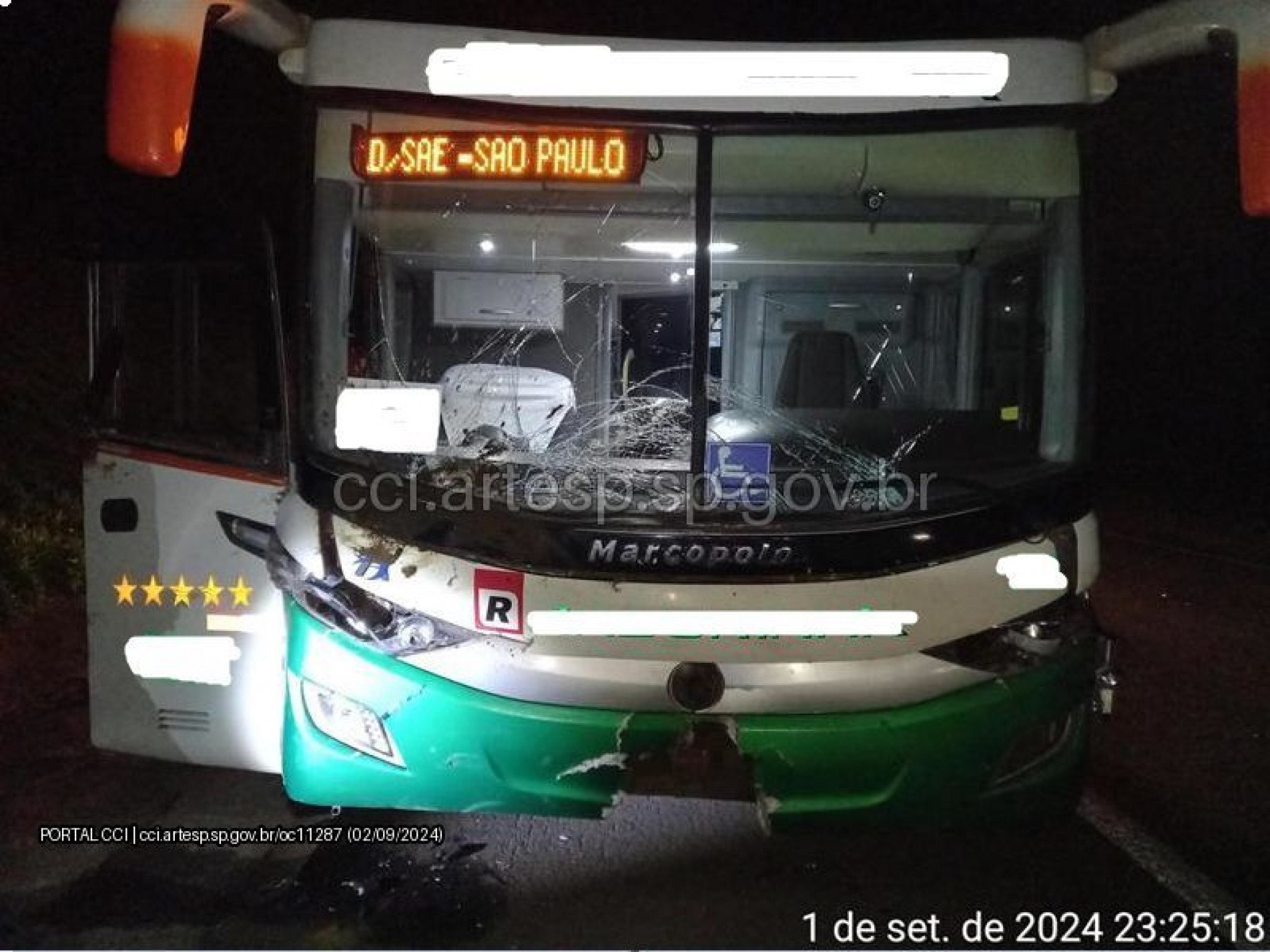 Os passageiros do ônibus não ficaram feridos