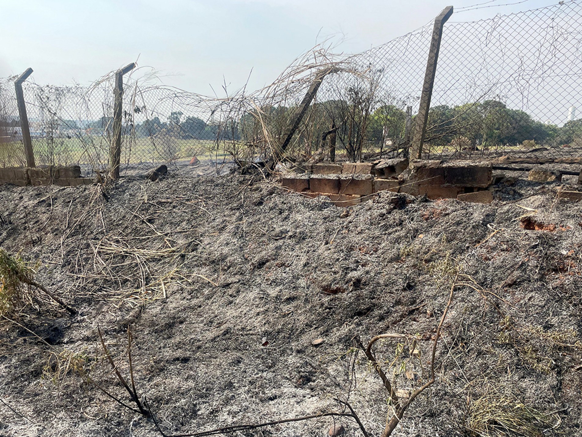 Fogo se alastrou rapidamente, chegando ao alambrado do residencial
