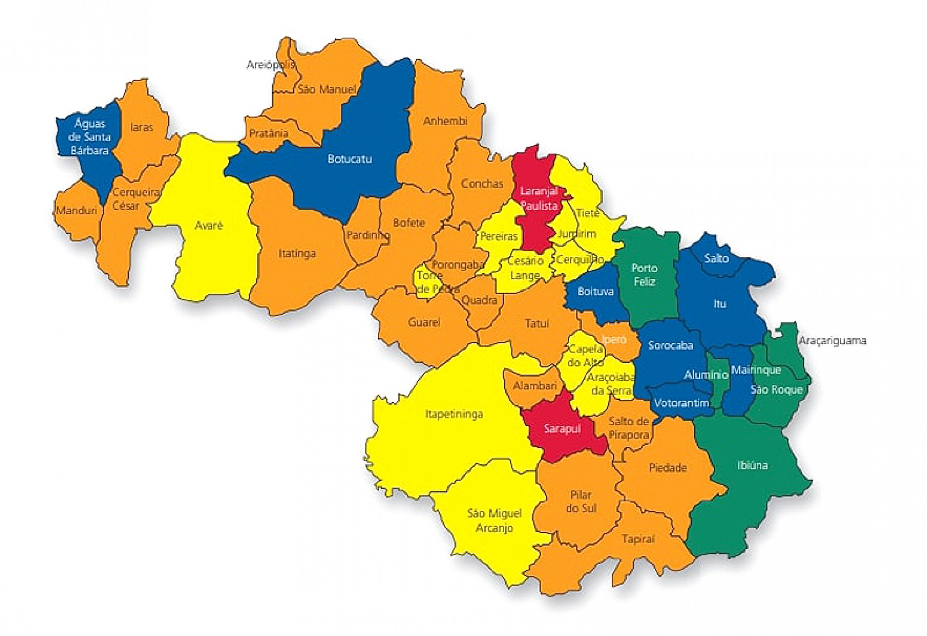 RA de Sorocaba possui 21.528 quilômetros quadrados de extensão, com vários municípios se destacando em diversos setores econômicos, desde o industrial até o de turismo