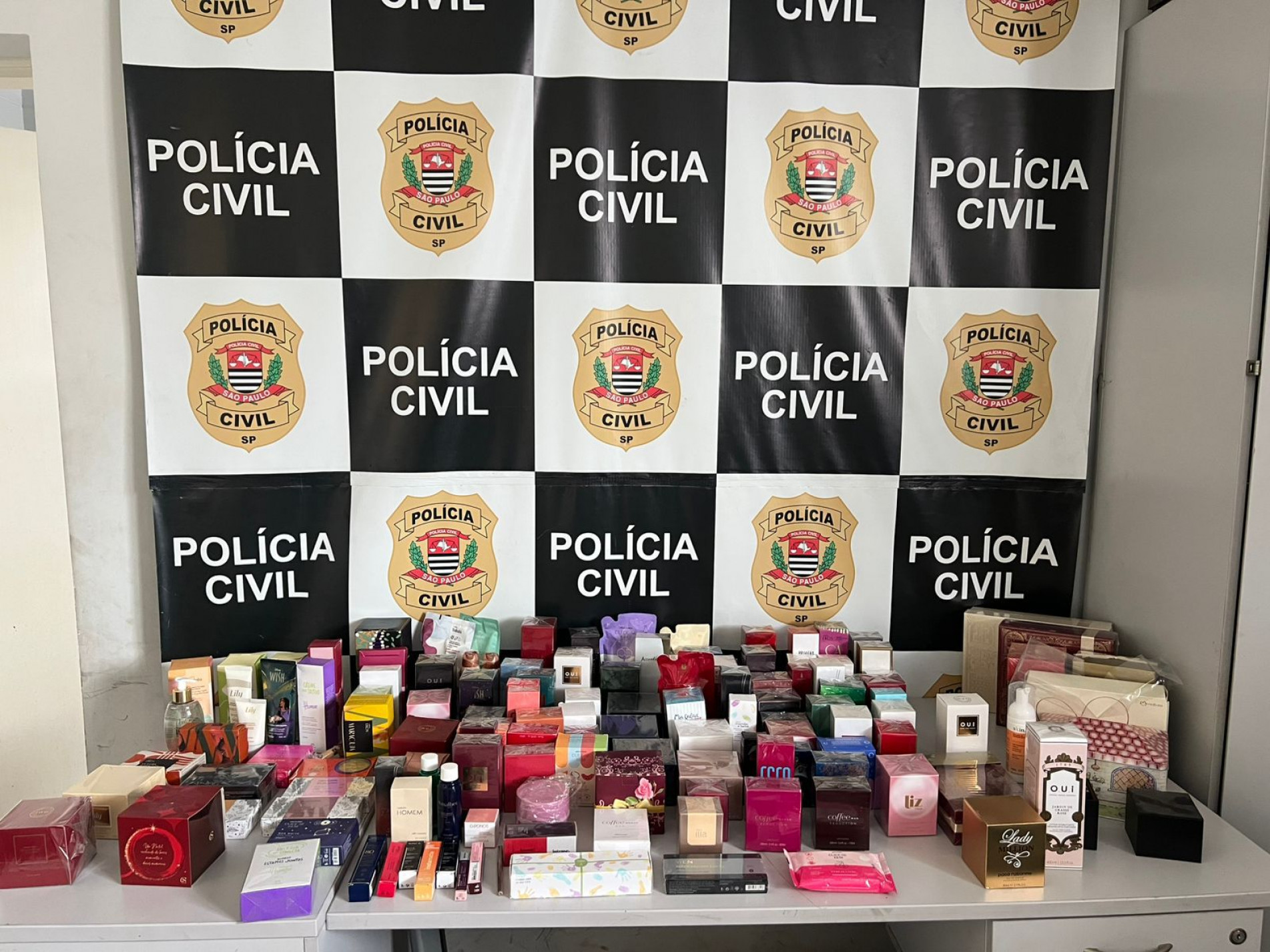 Além da apreensão dos diversos produtos de origem desconhecida, aparelhos celulares e um veículo que teria sido usado no crime também foram encontrados 