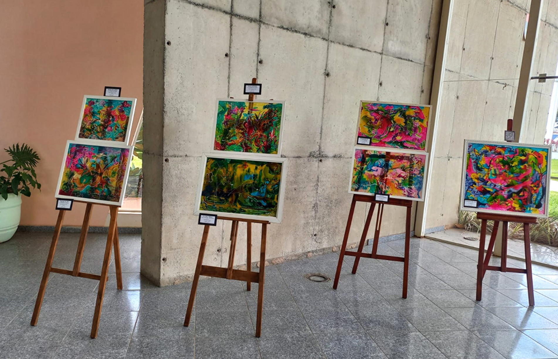 Artista mostra obras com múltiplas cores, utilizando sua própria linguagem
