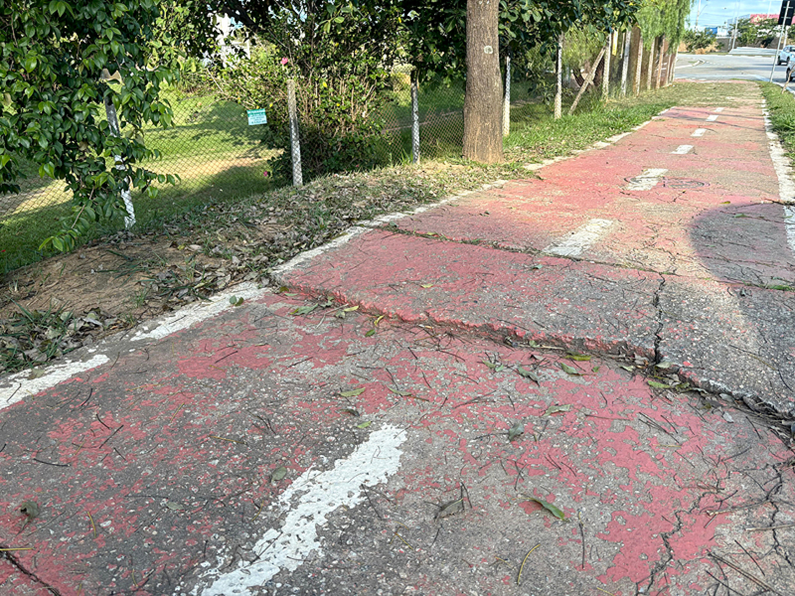 Moradores reclamam das condições da ciclovia, também usada para caminhadas, no Parque Jataí