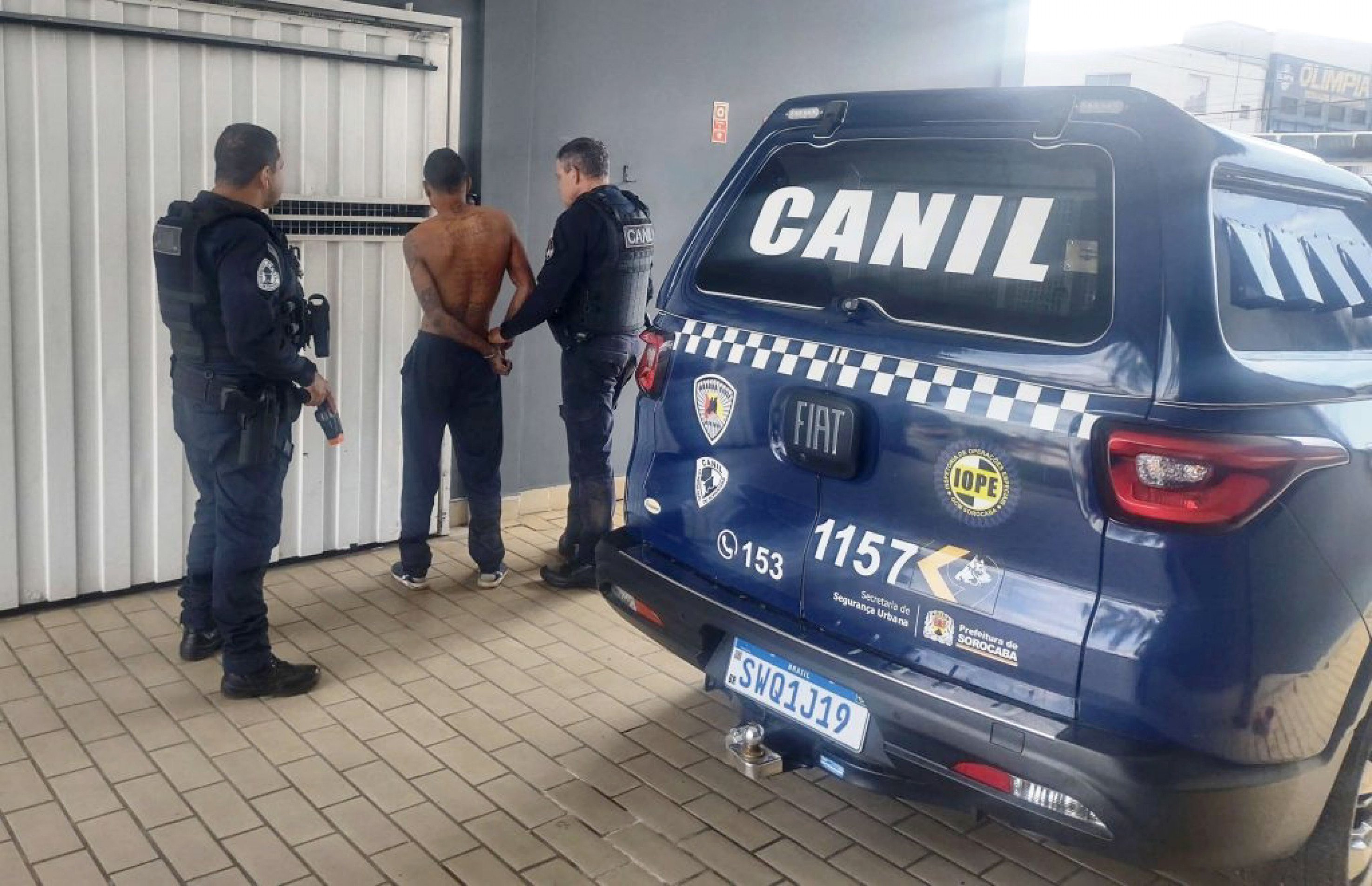 Agressor tentou pegar arma de GCM, mas cão interveio, imobilizando-o