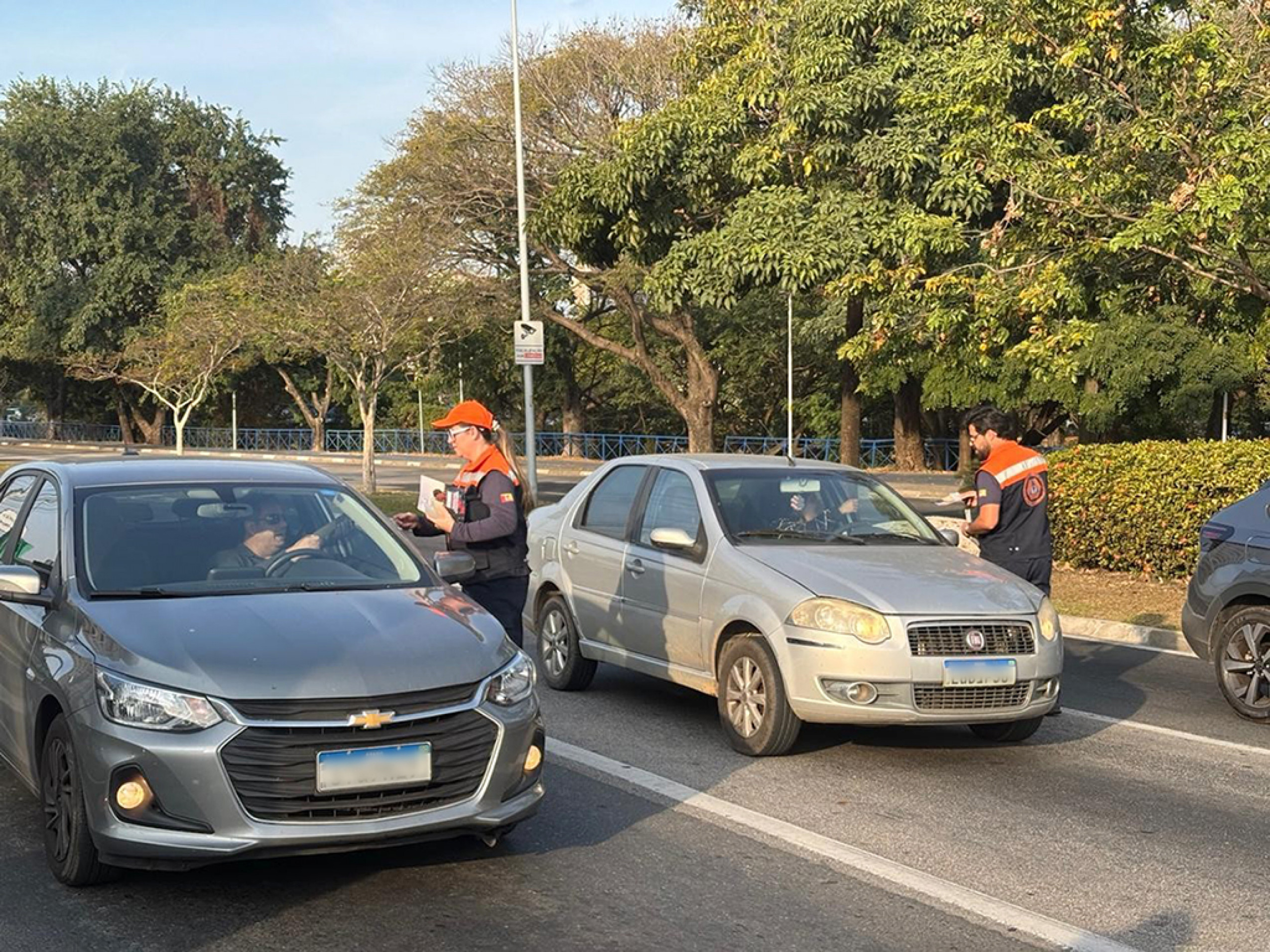 Campanha de conscientização no semáforo da avenida Dom Aguirre
