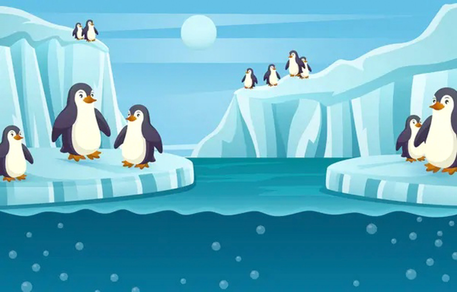Os pinguins passeiam pelo gelo como se fossem os reis da Antártida!
