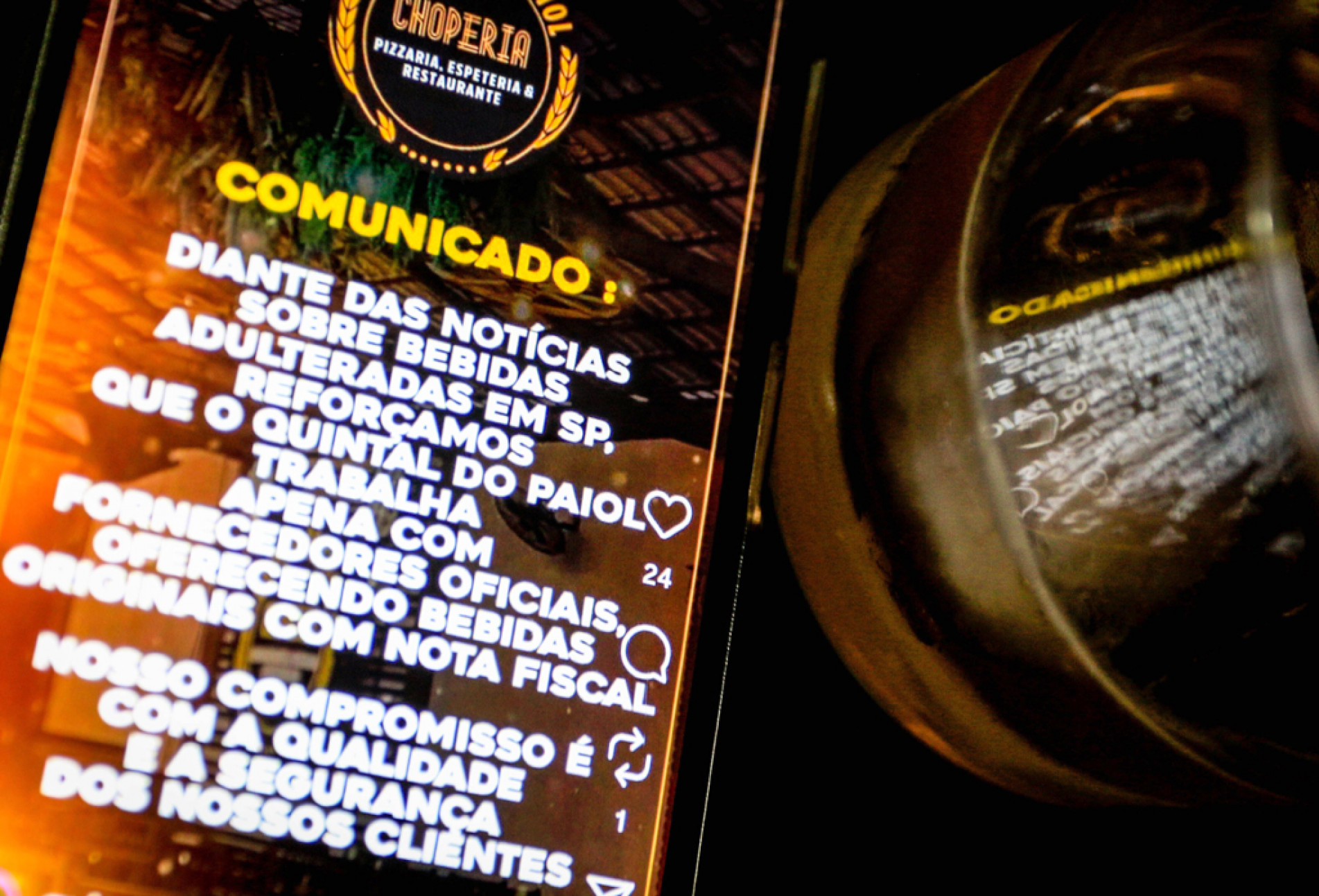 Bares e restaurantes avisam sobre procedência de bebidas