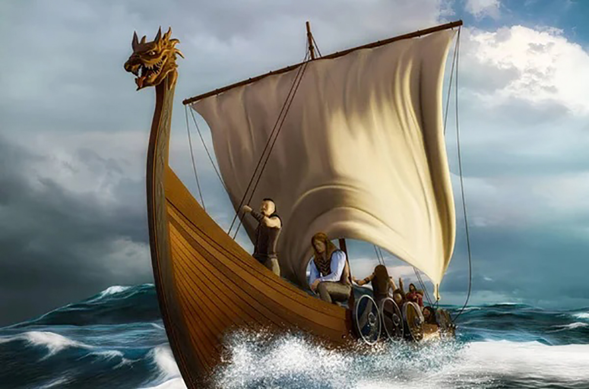 Com cabeças de dragão, os barcos vikings cortavam rios e mares, guardando segredos de aventuras e tesouros
