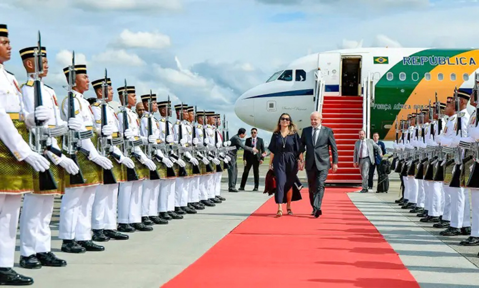 Janja e Lula em viagem para a Malásia no mês passado
