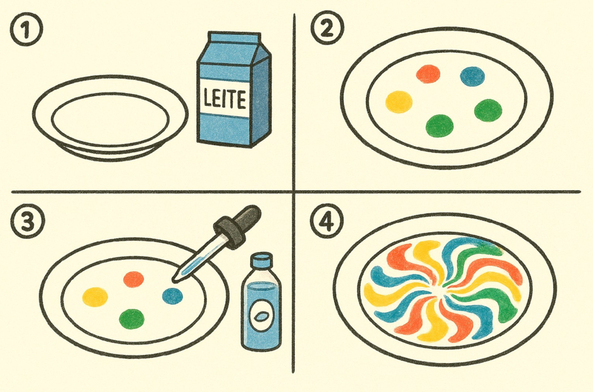 Pintura com leite e cores