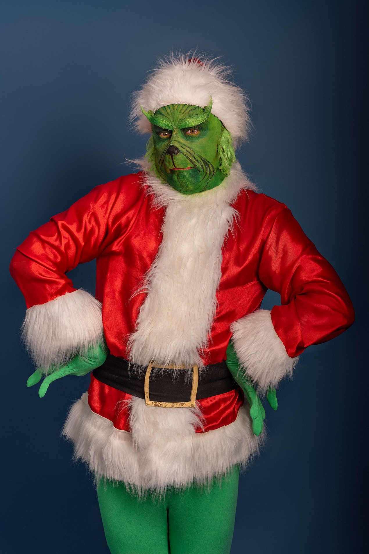 A montagem acompanha o Grinch, personagem que vive isolado no alto da montanha